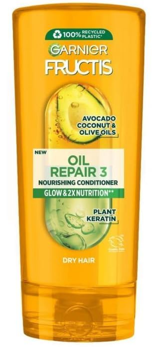 Garnier Fructis Oil Repair 3 Conditioner, 200 ml (PACK OF 2), Nourishing Conditioner, Glow & 2x Nutrition, For Dry Hair, With Avocado, Coconut And Olive Oils