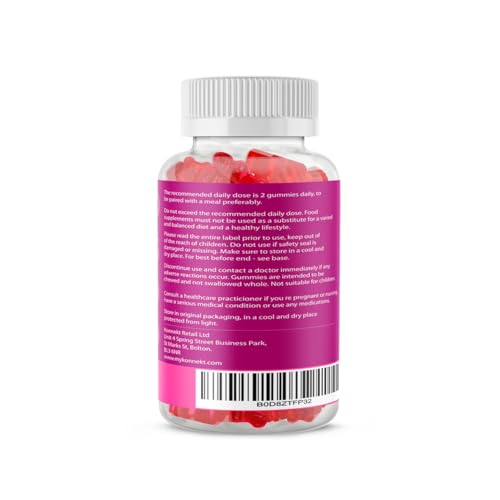 K - KONNEKT Marine Collagen Gummies - Hydrolysed Collagen Peptides with Zinc, Biotin and Folic Acid - Collagen Supplement for Men & Women - 60 Gummies for Hair, Skin, Nails & Joints - with Vitamin A, C & E