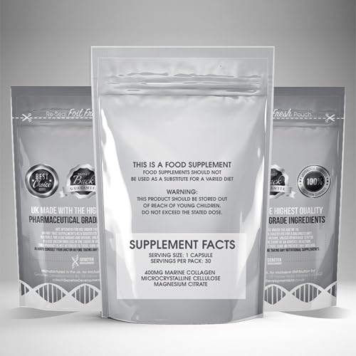 MoovWell Hydrolyzed Fish Collagen Marine Capsules – Skin, Joint Health Support Supplement – 400mg, 60 Capsules – Pure Fish Collagen for Healthy Skin, Hair, Nails, and Joints – Made in UK