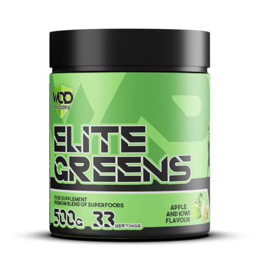 Elite Greens Superfood - WOD Powders | 34 Vegan Superfoods and Natural Ingredients, Green and Red Fruits, Berries,Vegetables, Prebiotics & Digestive Enzymes - 500g (Strawberry & Lime)