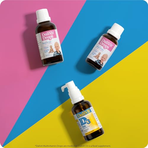 Dalivit Daily Vitamin D3 for Babies, Toddlers & Children Over 1 Month – Support The Growth of Bones, Joints, Teeth, Muscles & Immune System – Liquid Form Unflavoured (28ml)