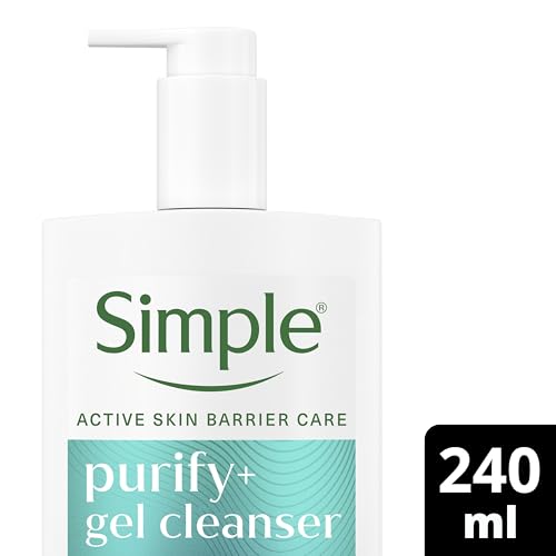 Simple Purify+ Gel Facial Cleanser with witch hazel + zinc + PHA reduces oil and unclogs pores to help prevent breakouts 240 ml