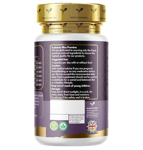 Euphoria Bliss L-Carnitine Capsules 3000mg - L-Carnitine Formula with Vitamins D & B - High Strength L-Carnitine Tartrate Supplement – 120 Vegan Tablets – Supports Energy, Metabolism, & Reduces Tiredness & Fatigue
