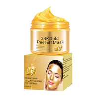 QEUTKEZS 24K Gold Peel Off Mask,Anti-Aging Firming Peel Off Face Mask,With Hyaluronic Acid and Collagen,Deep Cleansing,Moisturizing Removes Blackheads,Reduces Fine Lines& Wrinkles Great for All Skin 120g
