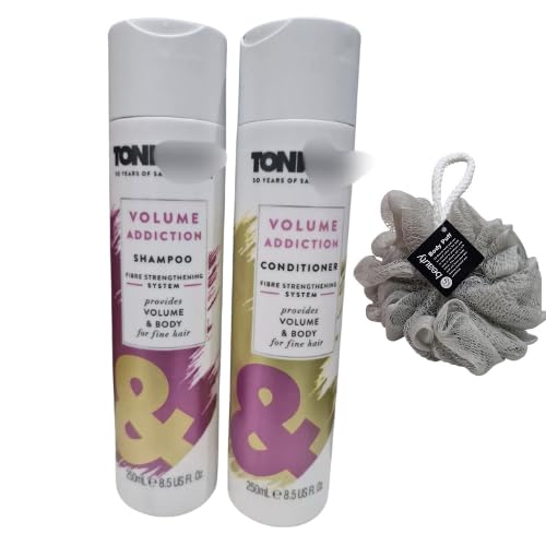 Generic Toni Volume Addiction Shampoo AND Conditioner for Fine Hair, 250ml,DUO SET With Free Beauty Body Puff(Any Colour)
