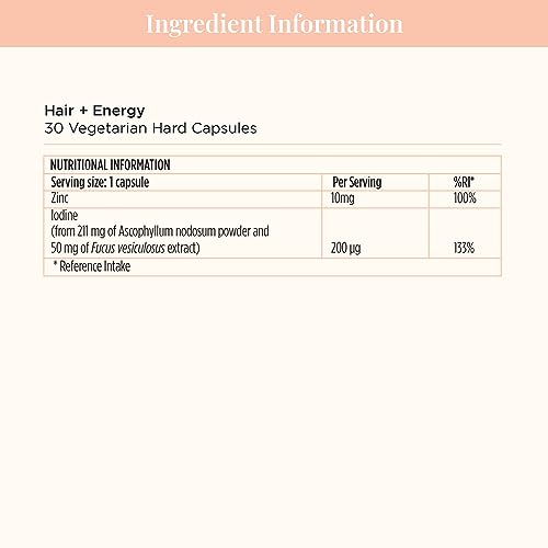 JSHealth Vitamins Hair and Energy Formula Hair Growth Vitamins | Hair Vitamins for Women and Men | Zinc and Iodine Hair Supplements for Hair Growth | Hair Loss Supplements | (30 Capsules)