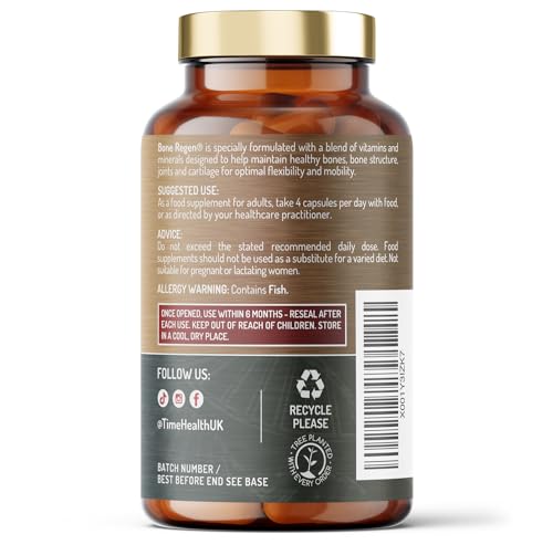 Bone Regen® – Osteo Support – Bone Strength, Density & Fracture Repair – with Calcium, Magnesium, Vitamin D3, K2, Zinc & Collagen – Clinically Proven Ingredients – GMP – UK Made Supplement