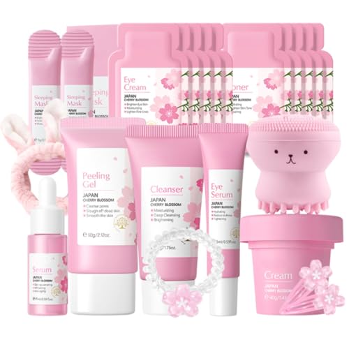 skincare set-Hair clip + hair band + cleanser + Serum + cleanser + eye serum + cream + sleeping mask + eye cream *5+ toner *5