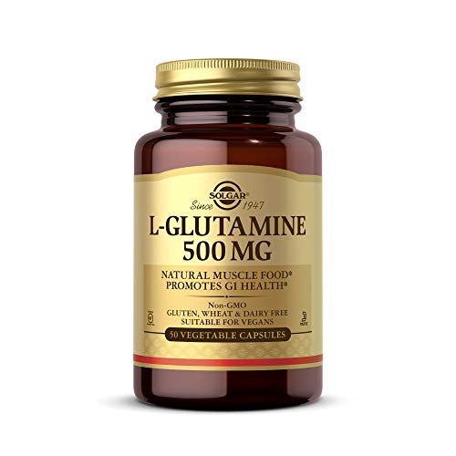 SOLGAR Solgar L-Glutamine 500 mg Vegetable Capsules - Pack of 50 - Fuel For Muscles - Supports An Active Healthy Lifestyle - Vegan and Gluten Free