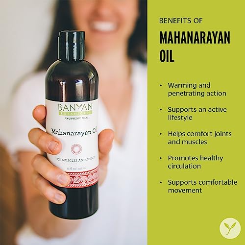 Banyan Botanicals Mahanarayan Oil – 99% Organic Ayurvedic Massage Oil – Soothes Sore Muscles, Supports Healthy and Comfortable Joints, Tendons & Muscles – 128oz. – Non GMO Sustainably Sourced Vegan