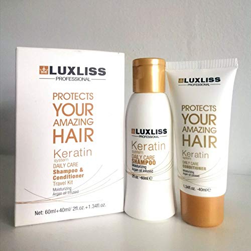 Luxliss Keratin Daily care Shampoo&Conditioner Argan oil infused Travel Kit (60ml&40ml)