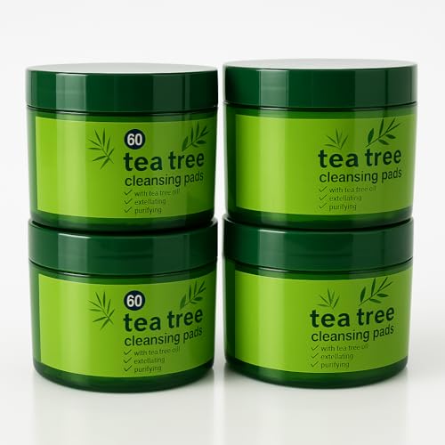 Generic 4 X Tea Tree Face Cleansing Pads - 60 Count (240 in Total) - Deep Cleanse, Refresh & Revitalize Your Skin - Ideal for Acne-Prone Skin.