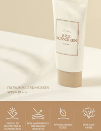I'm from Rice Sunscreen 50ml, Physical, rice extract 41%, Non-nano zinc oxide, Reef friendly, skin sun protection