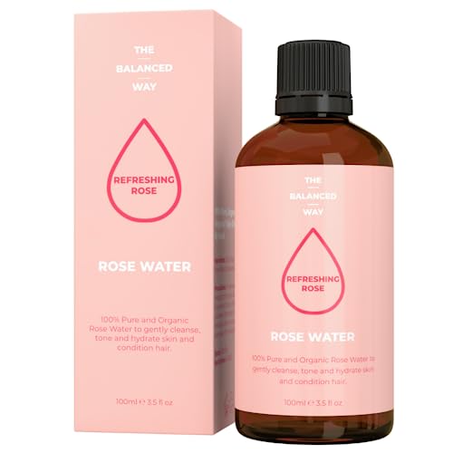 100% Pure Organic Rose Water for Face (100ml) | Calms & Soothes Irritated/Red Skin | Heals Blemishes | Softens Skin & Hair | Incredibly Gentle, Triple Distilled, Vegan | All-Natural Rose Water Toner