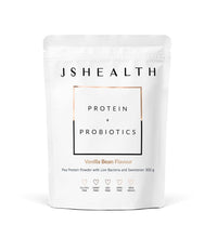 JSHealth Vegan Pea Protein Powder with Probiotics - Vanilla Bean Flavor - Gluten Free, Non GMO, Plant Based Protein Drink Mix, 300g