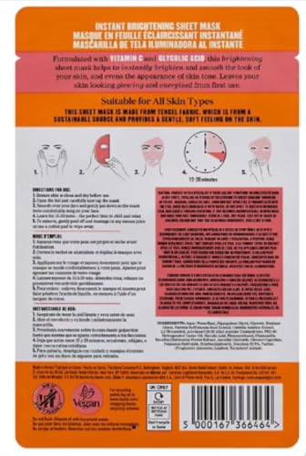 Soap Glory Vitamin C & Glycolic Acid Brightening Sheet Mask for Instant Skin Brightening and Smoothing - Skin Treatment Mask