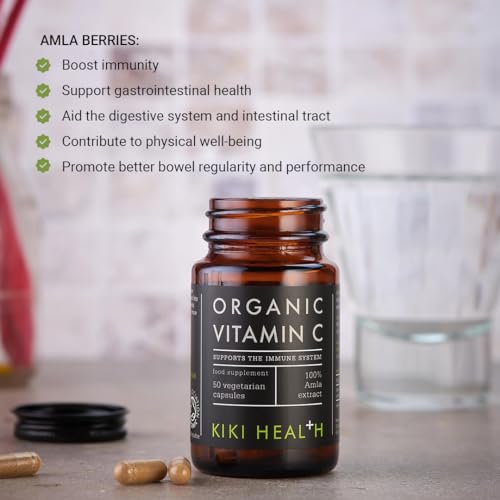 KIKI HEALTH KIKI Health Organic Plant-Based Vitamin C Supplement - Vegan-Friendly Formula with Essential Nutrients for Immune Support - Vitamin C Capsules Promotes Skin Health & Collagen Production - 50 Vegicaps