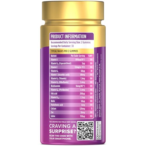 Wellgard Women’s 50+ Multivitamin Gummies – Supports Bone, Heart & Immune Health – Vitamins D3, B12, Calcium & More, Chewable Daily Supplement for Women Over 50