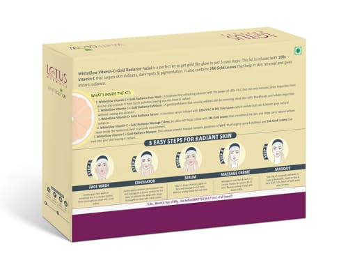 Lotus Herbals WhiteGlow Vitamin C + Gold Radiance Facial Kit 57g (4 Use in 1)