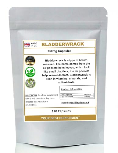 Your Best Supplement Bladderwrack Capsules 750mg- Natural, Seaweed KELP (Pure no Additives) (120)