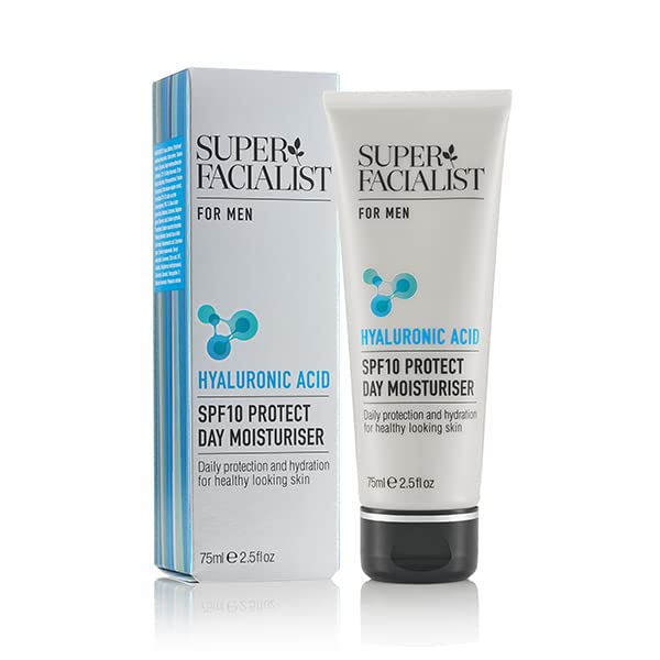 Super Facialist Moisturiser for Men with Hyaluronic Acid & SPF 10 Sun Cream - Hydrate & Repair Skin with Shea Butter, Vitamin A & Vitamin C, Vegan Friendly, 75 ml