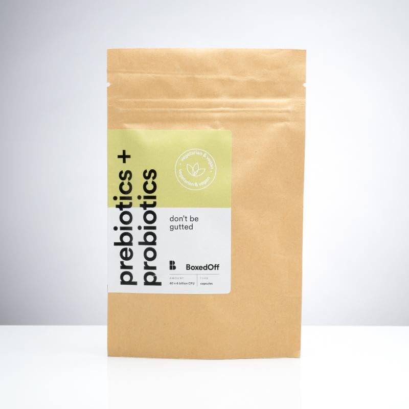 Bio Cultures Premium Prebiotics + Probiotics Complex ā 60 Vegan Capsules, Non Dairy, 12 Billion CFU Multi Strain High Strength Probiotics for Men & Women - Boxed Off Supplements