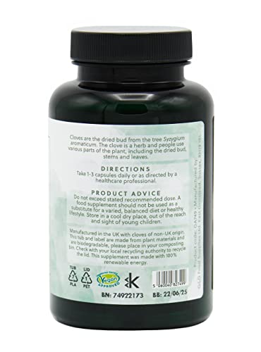 Cloves Powder Capsules | 500mg Clove Powder per Capsule | 120 Vegan Capsules | G&G Vitamins