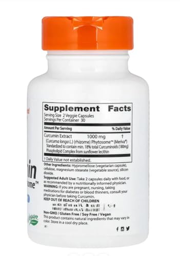 Generic Curcumin Phytosome, Herbal Supplements, Non-GMO, Gluten Free, Soy Free, Vegan 60 Veggie Caps
