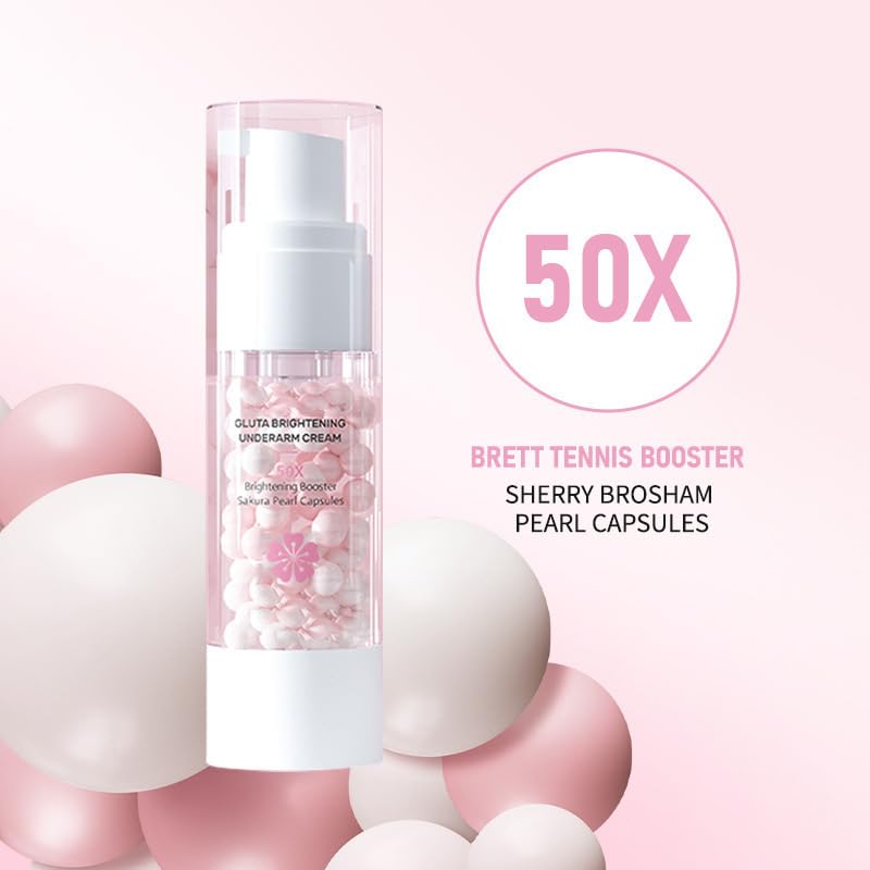 MrCuvaryas Sakura Gluta Underarm Whitening Cream,Intimate Area Skin Lightening Cream,Sakura Gluta Brightening Underarm Cream, Brightening Booster Pearl Capsules,Body Cream Whitening for Dark Spot Corrector