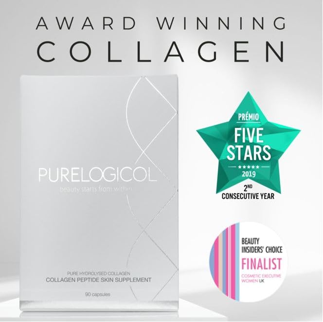 Purelogicol Collagen Tablets, Best Hydrolysed Protein Peptide Skin Supplement - 90 x Collagen Capsules x 800mg