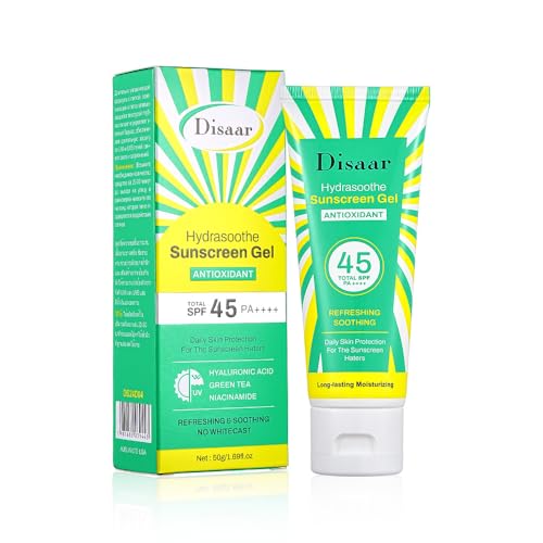 Hydrasoothe Sunscreen Gel, Sunscreen SPF 45+, Sun Gel SPF 45+, Oil Control, Face Sun Cream SPF 45, PA++++, Suncream Factor 45 for Face, Ultra Light UVA & UVB Protetion, Non-Perfumed