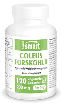 SUPERSMART Supersmart - Coleus Forskohlii 200 mg Per Serving - Natural Supplement Help Control Appetite & Reduce Intraocular Pressure | Non-GMO & Gluten Free - 120 Vegetarian Capsules