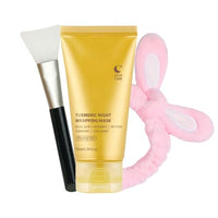 Turmeric Collagen Night Wrapping Mask,Kojic Acid Turmeric Overnight Wrapping Peel Off Mask with Brush - Nourishes dull, Uneven skin