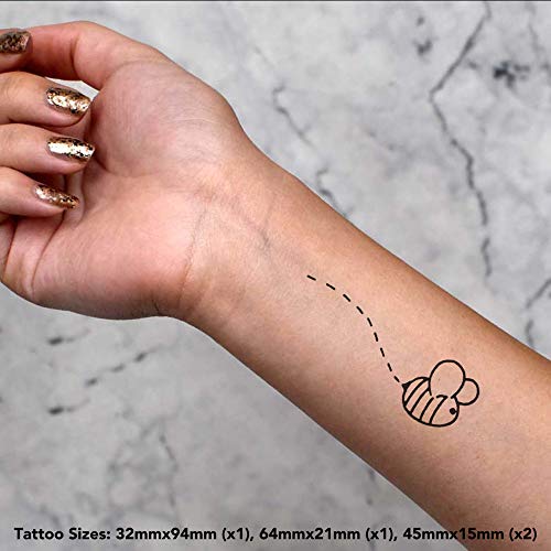 Azeeda 4 x 'Bumble Bee' Temporary Tattoos - Water Resistant, Skin-Safe, Non-Toxic Transfers, Mixed Sizes (TO00010496)