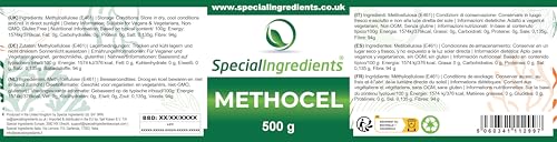 SPECIAL INGREDIENTS Methocel (Methylcellulose) 500g Premium Quality Food Grade, Vegan, Non-GMO, Gluten Free – Recyclable Container