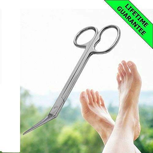 YNR Toe Nail Scissors + Clippers Extra Long Reach Handle Kelly Scissors Surgical Stainless Steel Pedicure Chiropody CE (Plain Silver)
