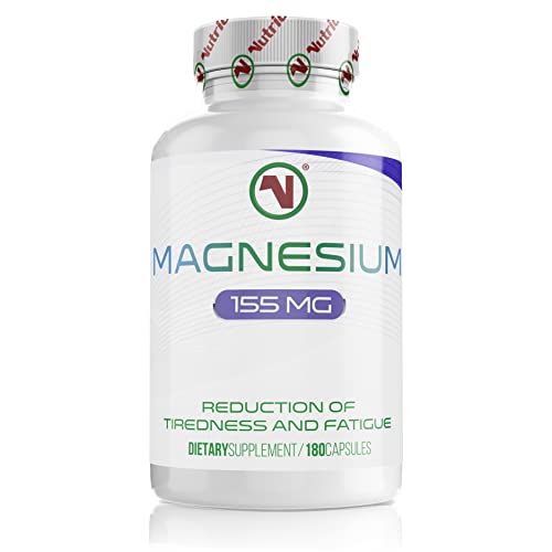 Nutriodol Magnesium Bisglycinate - Up to 465mg per Day | 180 x Easy to Swallow Capsules | 60 Days Minimum Supply | Reduce Tiredness and Fatigue