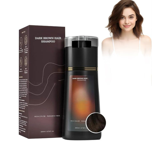 Generic Dark Brown Hair Dye Shampoo, 3 in 1 Colour Shampoo to Cover Grey Hair, Natural Plant Extract Hair Care, Long Lasting Color Sham-poo for Men and Women, Easy Use, Nourishing Formula
