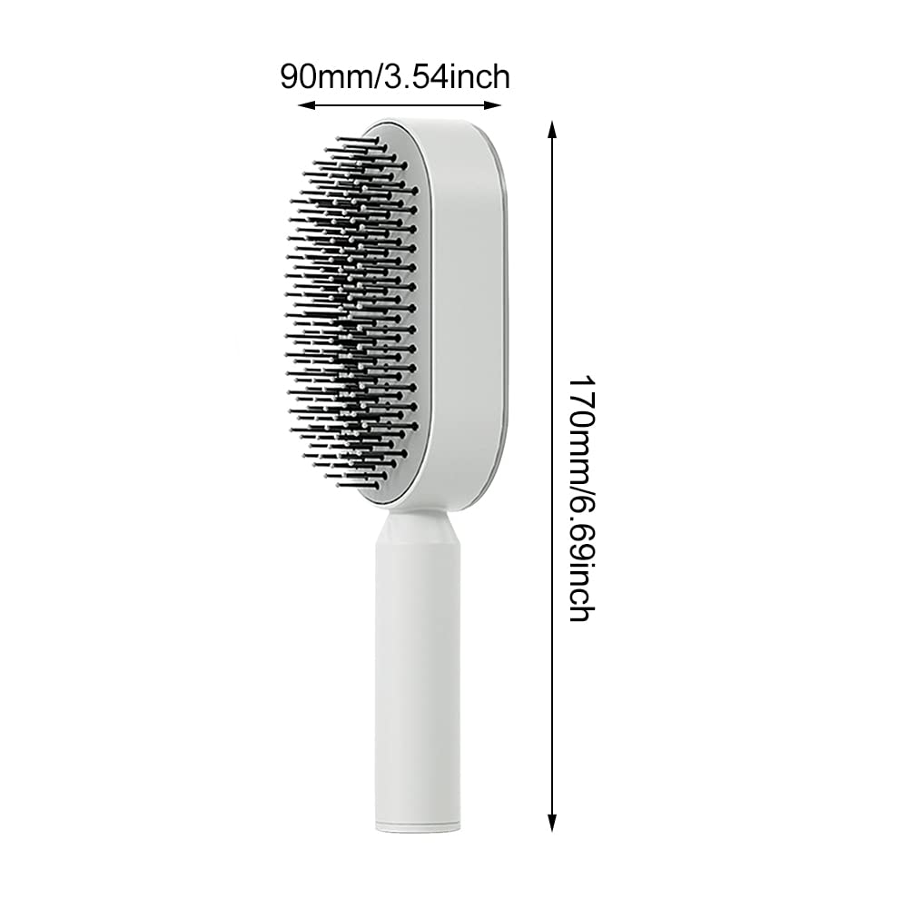 Lam-lord Self Cleaning Hair Brush for Women, Detangling Hair Brush Soft Hairbrush Anti Static Air Cushion Massage Hair Comb for Women Long Short Wavy Straight Hair(White)
