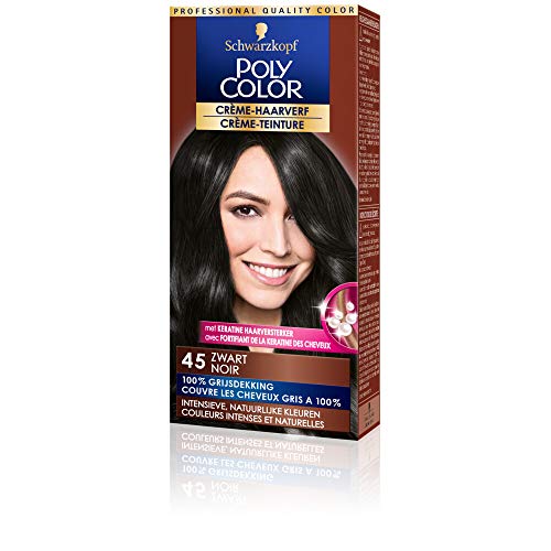 POLY COLOR PERMANENT CREAM COLOR TINT 45 NATURAL BLACK 100% GREY COVERAGE