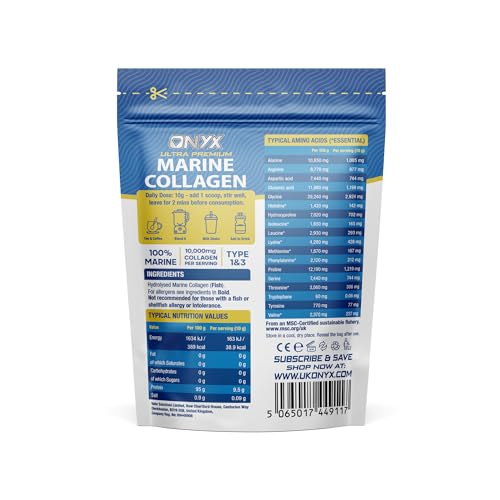 Onyx Marine Collagen Powder 150g (Type I & III) | Wild-Caught Arctic Cod | Collagen Supplements for Women & Men | Skin, Hair, Muscles, Joints, Bones & Gut Health