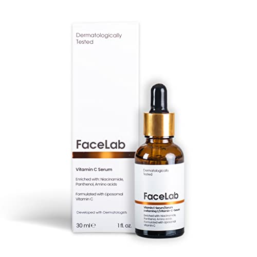 FaceLab Vitamin C Serum, Brightening, Anti-Aging, Antioxidant Protection, Moisturising, Skin Tone Evening - Amino Acid Enriched for Radiant, Firm, and Smooth Skin, for All Skin Types, 30ml