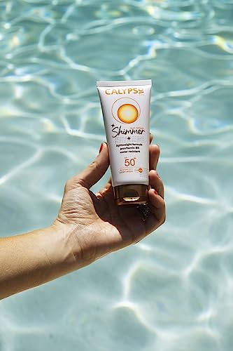 Calypso Shimmer Sun Lotion SPF50 + | Very High UVA + UVB Protection, Water Resistant, Shimmering Sun Protection for Face and Body, 100ml