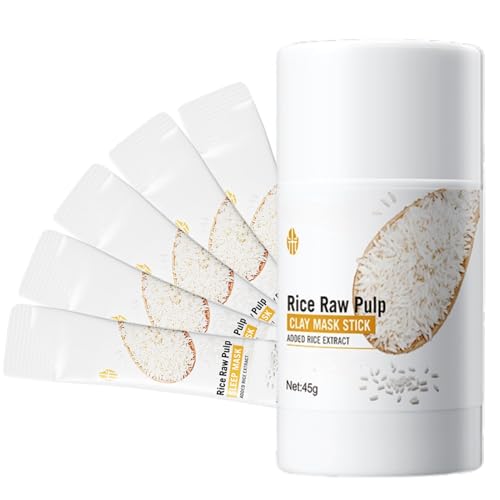 1 PC Rice Mask Stick + 5 PCS Rice paste Sleep facial masks, Face Mask Set for Cleansing Pores & Hydrating