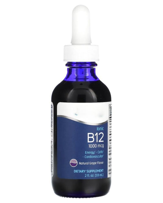 Generic Minerals Liquid Ionic Vitamin B12, 1000mcg, Non-GMO, Gluten-Free, Unflavored 59ml