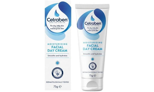 Cetraben Moisturising Facial Day Cream, For Dry Sensitive and Eczema Prone Skin, Dermatologically Tested, Daily Moisturising Application, 1 x 75g