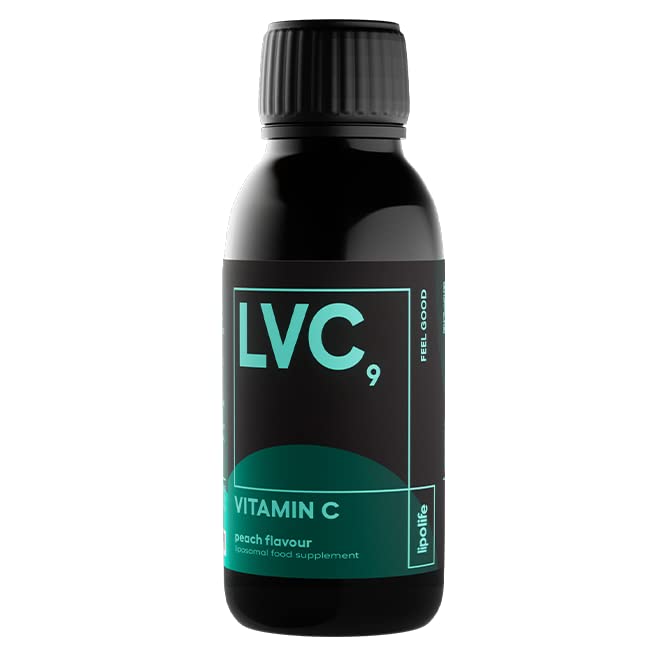 Lipolife LVC9 - liposomal Vitamin C 1000mg (Peach Flavour) - lipolife 150ml = 30 Day Supply. Formulated with Quali-C and Sunflower phospholipids.