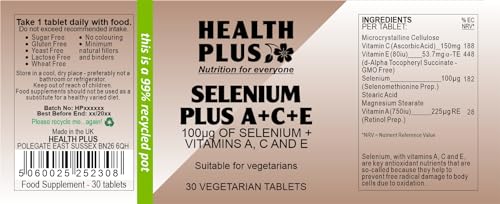 Health Plus Selenium A+C+E Mineral Supplement - 30 Tablets