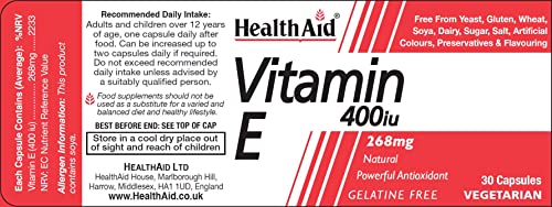 HealthAid Vitamin E 400iu, 30 Capsules