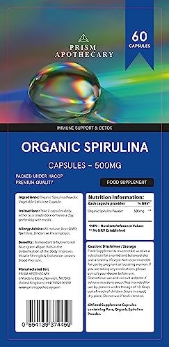 Generic Organic Spirulina 500mg โ 60 Natural Vegan Capsules
